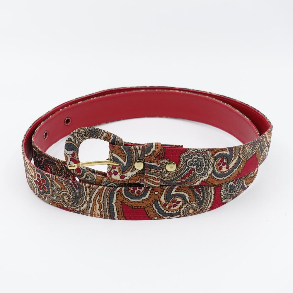 Vintage Paisley Belt in Red Gold Teal